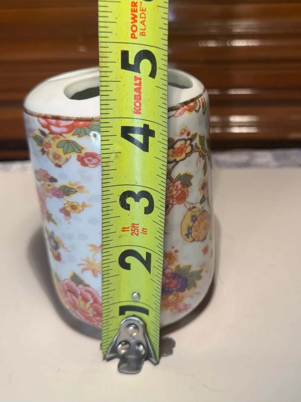 Vintage Formalities Toothbrush Holder Hand-painted Floral with Gold Accents